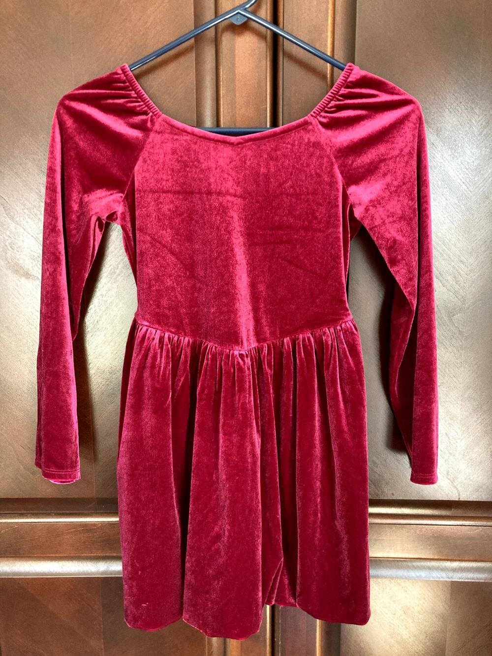 Cat & Jack -Festive Princess Burgundy Velour Dress Drop Waist Bubble Skirt - 8
